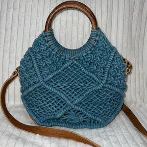 ANABAGLISH Turquoise macrame hand bag